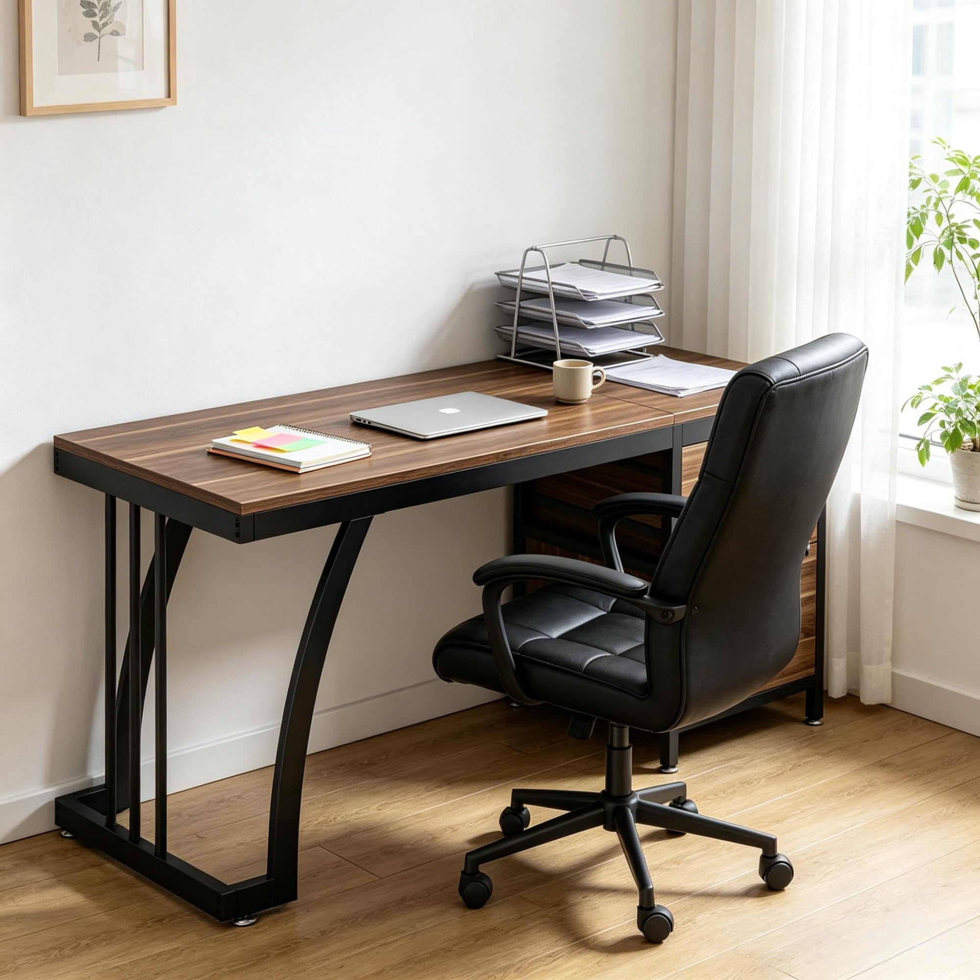 Industrial Computer Desk with File Drawer for Home Office