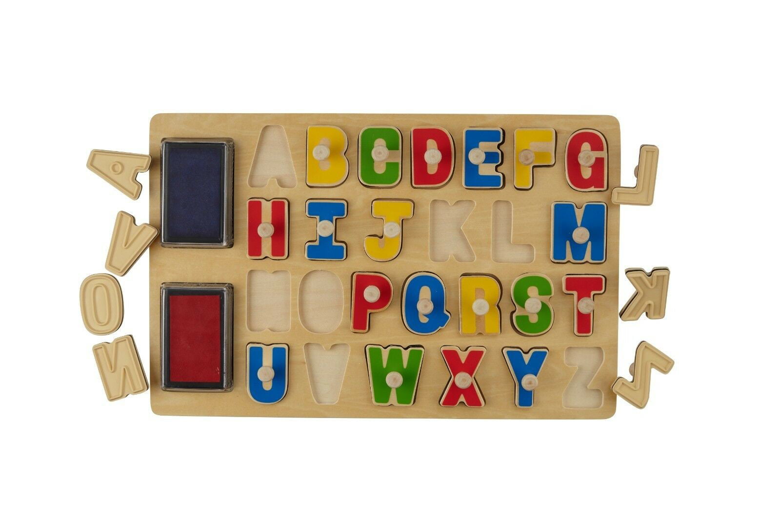 Toysters Wooden Alphabet Stamp Puzzle for Kids Colorful Wood LettersABC Stamp 