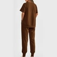 thumbnail image 5 of Lovskoo Outfits for Women 2 Piece Lounge Sets Short Sleeve Round-Neck Side Zipper Blouses with High Waisted Joggers Pants Set Brown 2XL, 5 of 9