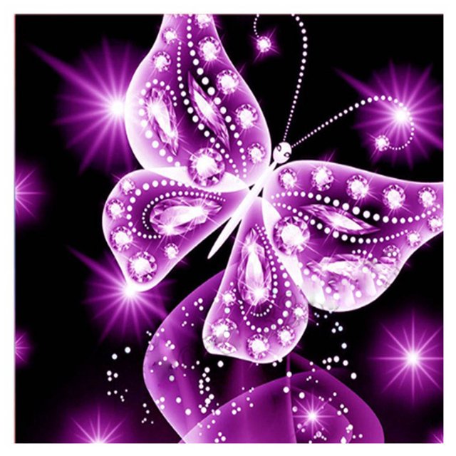 Cuadros Decorativos Mariposa 5D taladro completo diamante pintura bordado punto de cruz DIY (rosa) Wdftyju embutido en tela