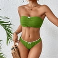 thumbnail image 2 of Bixock Swimsuit for Women,Bikinis Sets for Women,Women's Swimsuit Solid Color Bandeau with Ties Detail Bikini 2 Piece Set Padded Bra No Underwire, 2 of 4