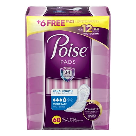 pads incontinence poise moderate absorbency ct walmart