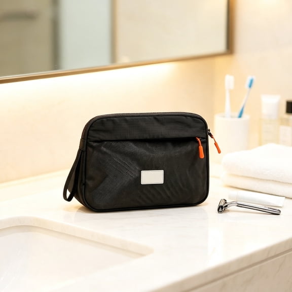 Travel Toiletry Bag with Waterproof Fabric, Inner Mesh Compartments and Zipper for Vacation Business Trips