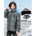 thumbnail image 6 of Lavenicole Ski Coat Darkgray Puffer Winter Jacket Thick Fleece Lined Warm Hooded Outerwear for Boys 4-15, 6 of 8