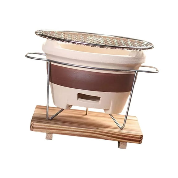 Clay Charcoal Stove Pottery Grill Kettle Warmer Durable Structure for Hiking Backyard or Beach Gatherings