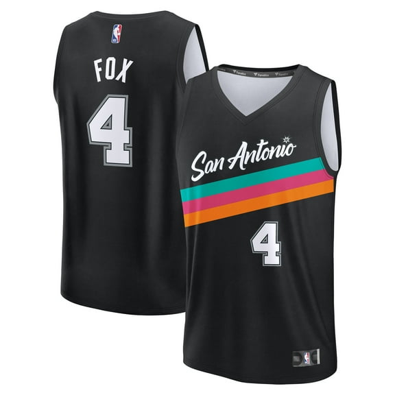 Men's Fanatics De'Aaron Fox Black San Antonio Spurs 2025/26 City Edition Fast Break Jersey