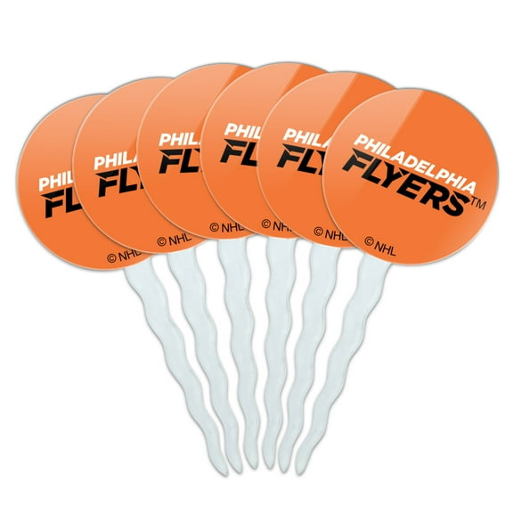 NHL Philadelphia Flyers Logo Cupcake Picks Toppers Decoration Set of 6