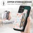 thumbnail image 4 of Nalacover Case for Samsung Galaxy S21 Ultra Wallet Case with Card Slots Zipper Pocket, Floral Pattern PU Leather Flip Kickstand Cover for Women Girls, RFID Blocking Shockproof Case, Green, 4 of 9