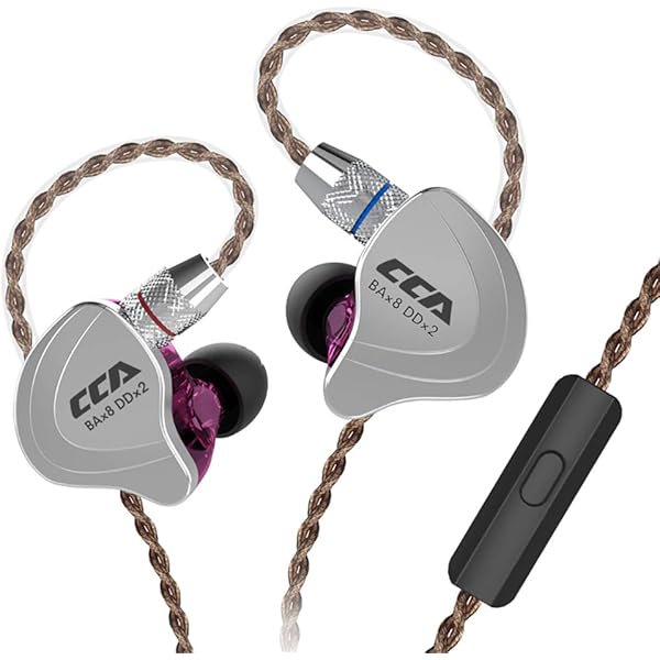wonima11 C10 Hybrid in-Ear Earphones, 4BA+1DD HiFi Stereo Deep Bass Noise Isolating Sport IEM Wired Earbuds/Headphones, Stage/Studio in Ear Monitor with Detachable Cable 2Pin 0.75mm (with Mic, Purple)