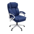 thumbnail image 3 of CorLiving Leon Faux Leather Upholstered Adjustable Height Tilting Adult Executive Office Chair with Lumbar Support, Blue, 3 of 8