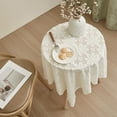 thumbnail image 4 of Sunflower Lace Tablecloth, 90x90cm Round Rectangular Knitted Coffee Dining Table Cover, Beige Polyester Desk TV Cabinet Decor for Home Kitchen Party Holiday Decorations Holiday Gifts, 4 of 6