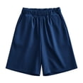 thumbnail image 7 of ClodeEU Women's High Waisted Pleated Shorts,Casual Button Fly Loose Fit Wide Leg Shorts with Pockets Blue,Women's Plus L, 7 of 7