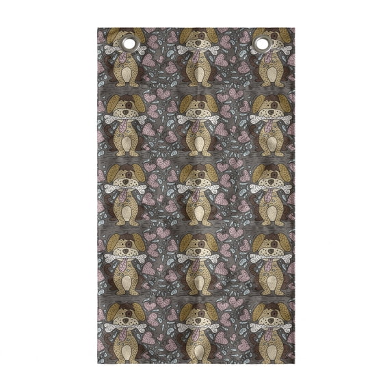 Dog Lover Hanging Pocket Organizer, Doodle Pattern of Puppy with Bone and Hearts, Printed Polyester Storage Bag with Pockets, 21" x 31", Taupe Multicolor