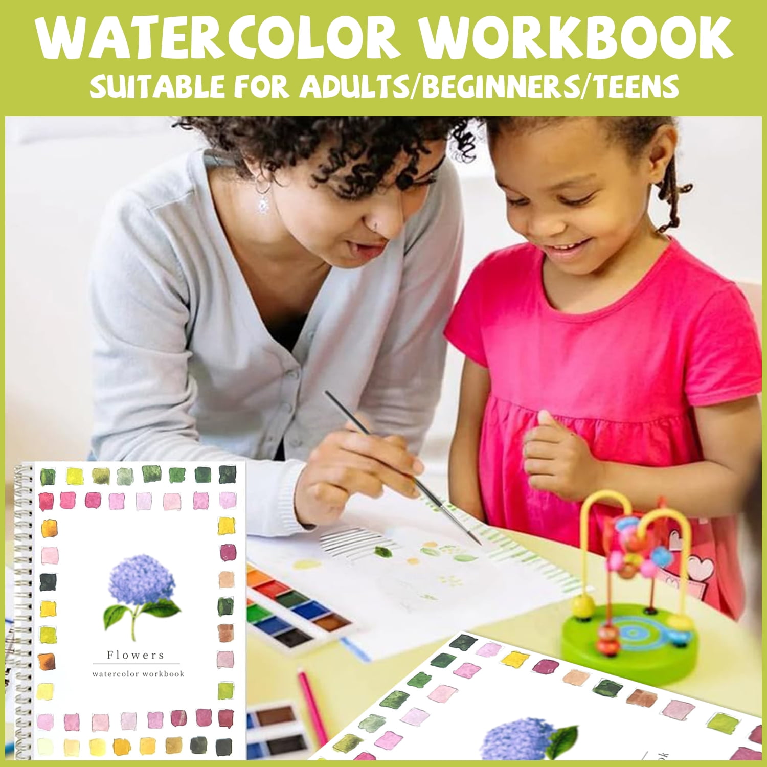 Art and Craft Kit for Kids,Beginner-Friendly Water Coloring Drawing Pad with Brush (Flowers)