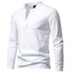 thumbnail image 1 of Blusas y camisas de manga larga con cuello en V para hombre, estilo casual, de color liso, de poliéster y algodón., 1 of 4