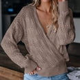 thumbnail image 2 of JINMGG V Neck Sweaters for Women Fall Winter Clearance,Ladies Fashion Knitted Color Long Sleeve Hollow Sweater, 2 of 8