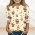 thumbnail image 2 of LTTVQM Girls Easter Shirts 3/4 Sleeve Funny Eggs Bunny Graphic Tee Comfy Crewneck Blouse Trendy Outfits Beige 12-13 Years, 2 of 5