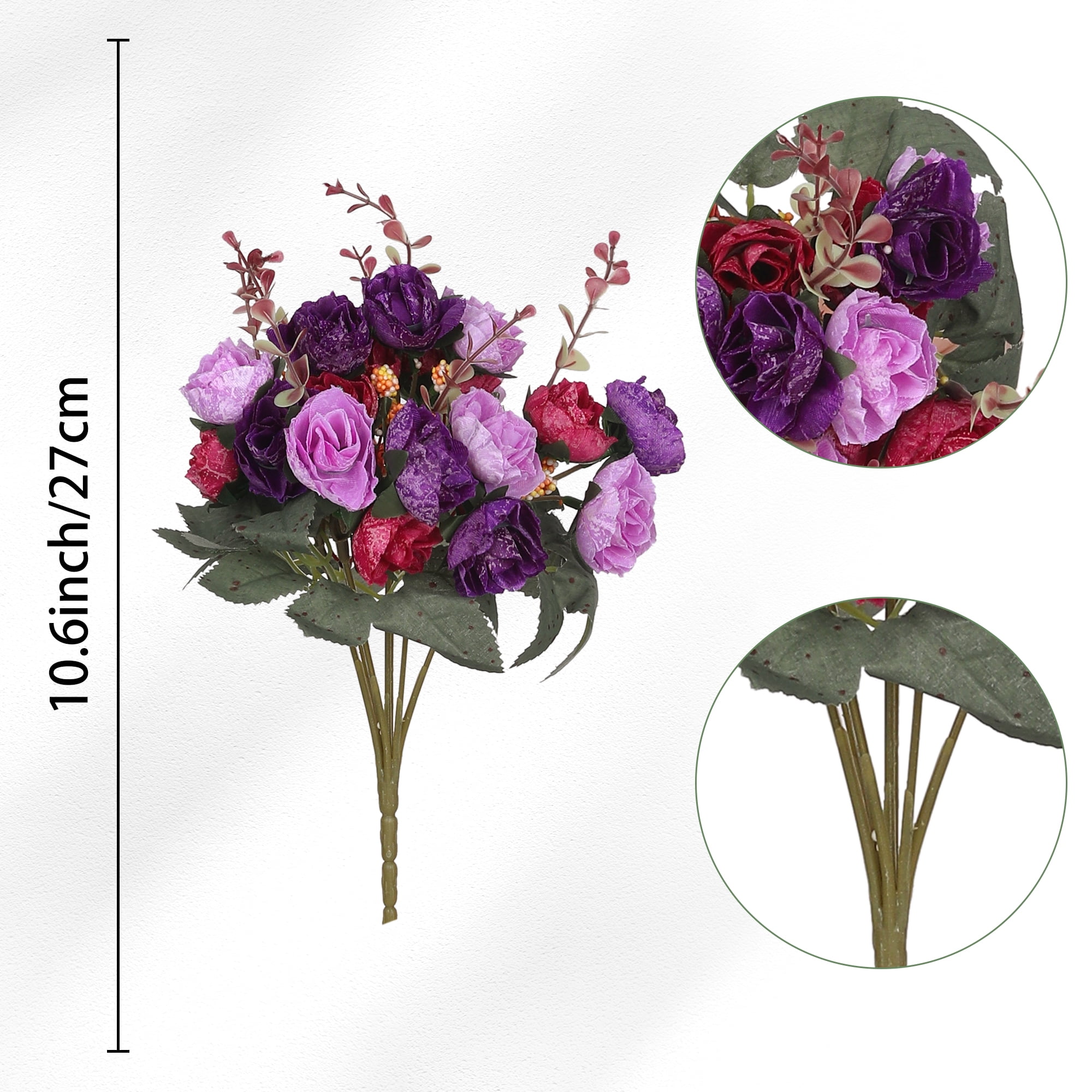 Unique Bargains Silk Rose Bouquet Fake Artificial Flowers Wedding Party Home 6pcs Purple