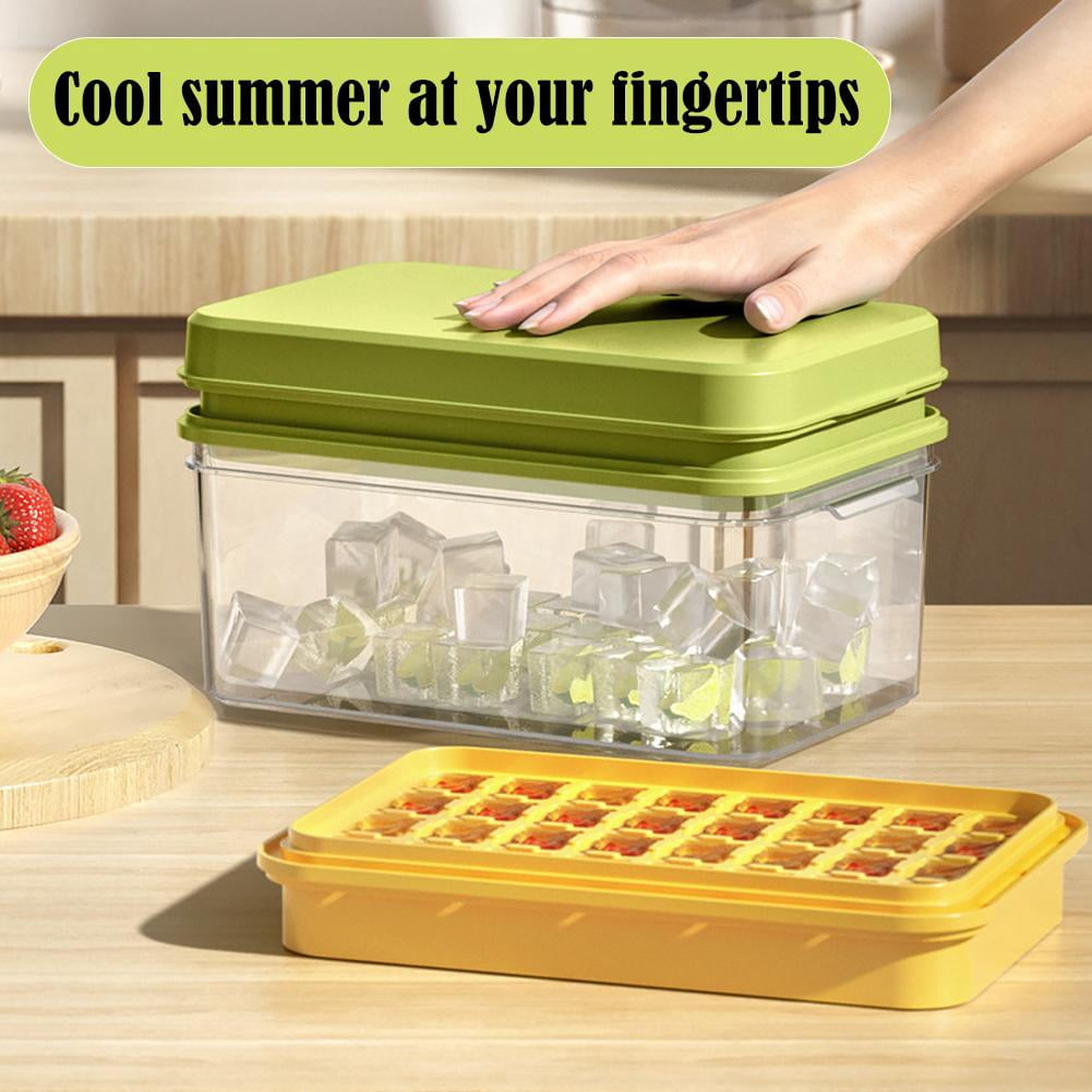 Ice Trays for Freezer with Lid and Bin, 2026 Ice Tray for Freezer with Release for Chilling 2 Trays,Easy 64-Ice Cocktai
