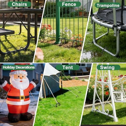 12 Inch Trampoline Wind Stakes, 8PCS Heavy Duty U Stakes, Rebar Ground Anchors, Trampoline Anchors, Galvanized Steel Tent Stakes for High Wind, Yard, Fence and Soccer Goals