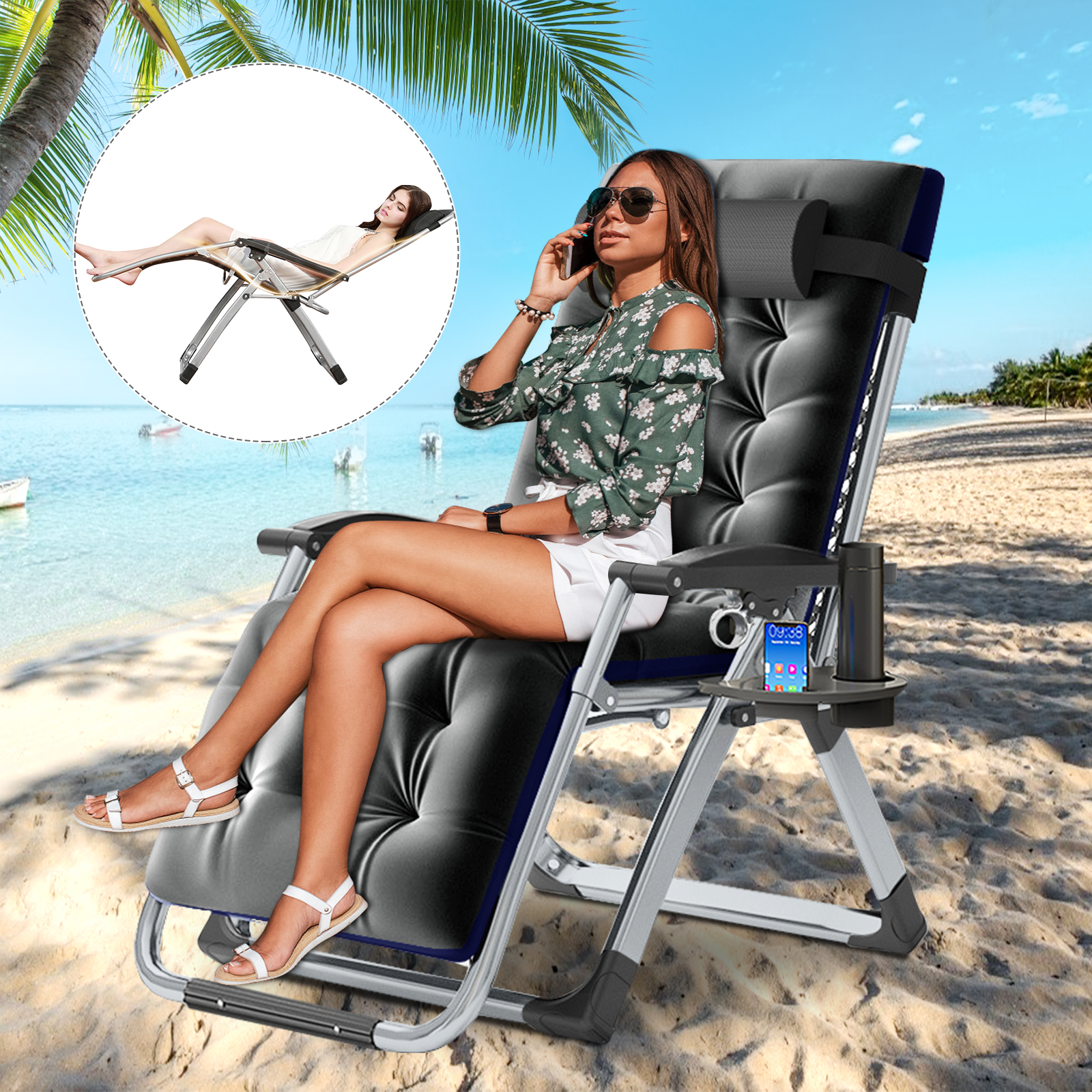 Docred Oversize Zero Gravity Chair, Lawn Recliner Folding Portable