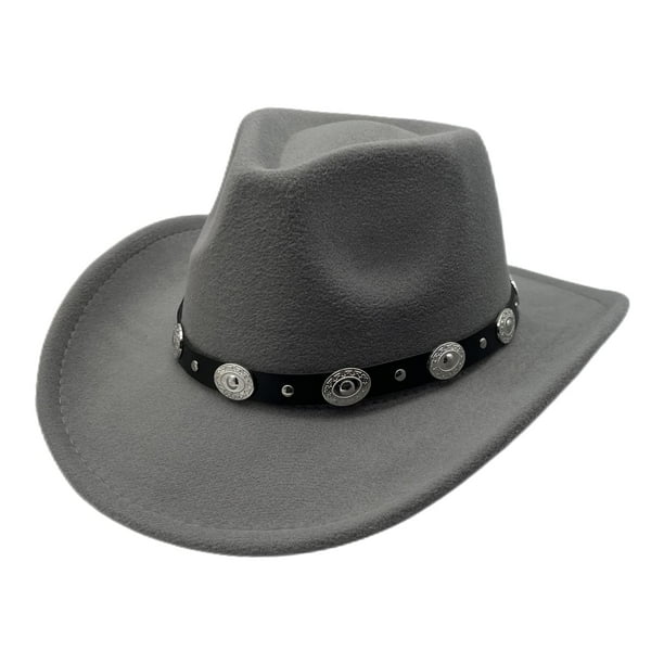 Sombrero occidental para mujer y hombre, sombrero fedora, ala ancha con correa de cuero