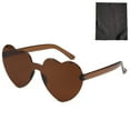 thumbnail image 2 of Heart Shaped Sunglasses for Women, Colorful Transparent Heart Frame Sun Glasses, Trendy Fashion Shades for Party, Festival, Vacation, Outdoor, Lightweight Comfort Fit, Coffee, 2 of 8