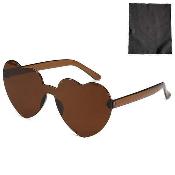 Fulijie Heart Shaped Rimless Sunglasses Transparent Candy Color Frameless Glasses