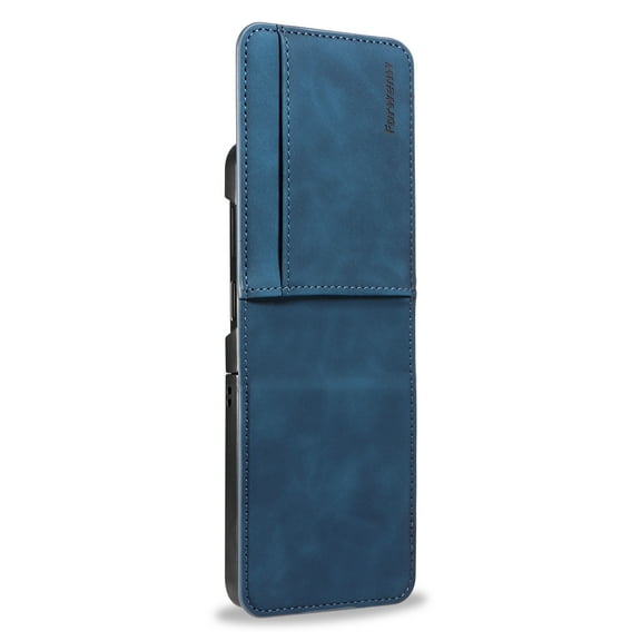 SaniMore for Samsung Galaxy Z Flip 5 6.7" Folding Wallet Case, PU Leather Case with Card Slot Anti-Fingerprint Shockproof Protective Case for Samsung Z Flip 5 Women Men, Blue