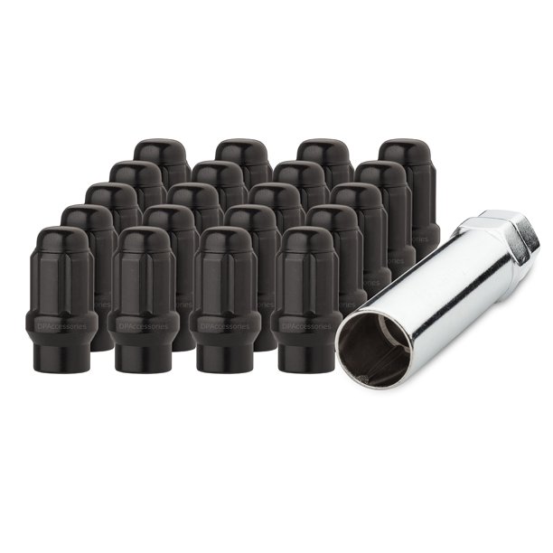20 Black 12x1.25 Closed End ET Spline Tuner Lug Nuts for Aftermarket