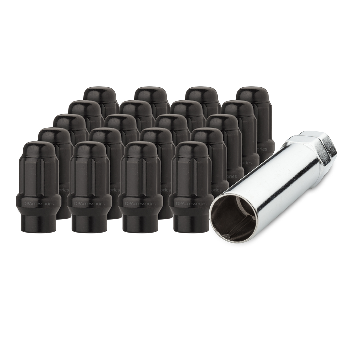 20 Black 12x1.5 Closed End ET Spline Tuner Lug Nuts for Aftermarket Wheels 
