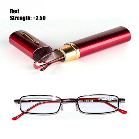 Vision Care Hinge Stainless Steel Frame Metal Eyewear Elderly Glasses Reading Glasses Resin Eyeglasses RED STRENGTH-250