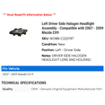 thumbnail image 2 of Left Driver Side Halogen Headlight Assembly - Compatible with 2007 - 2009 Mazda CX9 2008, 2 of 2
