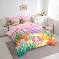 thumbnail image 2 of Manfei Letter E Print 7 Pieces Full Size Bedding Sets,Charming Axolotl Full Size Bed in a Bag,Pink,Pink Reversible, 2 of 7