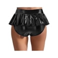 thumbnail image 2 of Miaeowve Womens Shiny Metallic Mini Skirt Pleated Hem Disco Hot Pants For Rave Party Night Club Black M, 2 of 5