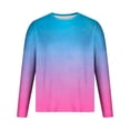 thumbnail image 1 of LNWUY Men's Plus Size Crew Neck Long Sleeve Pullover Gradient Contrast Color Quick Dry Athletic Workout Gym Breathable Sweatshirt Top Blue M, 1 of 3