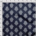 thumbnail image 3 of oneOone Viscose Jersey Fabric Leaves & Floral Block Printed Fabric 1 Yard 60 Inch Wide, 3 of 5