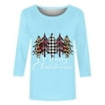 thumbnail image 4 of Meichang Cadeaux de Noël pour Femmes Manches 3/4 Coupe Ample Col Rond Hauts d'Automne Joyeux Noël T-Shirts Graphiques Décontractés Hauts de Vacances Blouses, 4 of 4