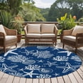thumbnail image 4 of Round Rugs 7Ft, Navy Blue Coastal Round Area Rug Washable Indoor Throw Carpet, Nautical Beach Starfish Coral Summer Large Non Slip Circle Rug for Dining Room Playroom Home Decor Aesthetic, 4 of 8