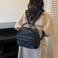 thumbnail image 4 of HUISZJ Women Nylon Quilted Shoulder Bag, Adjustable Strap Crossbody Bag, Trendy Backpack for Work Shopping Travel (Black), 4 of 10