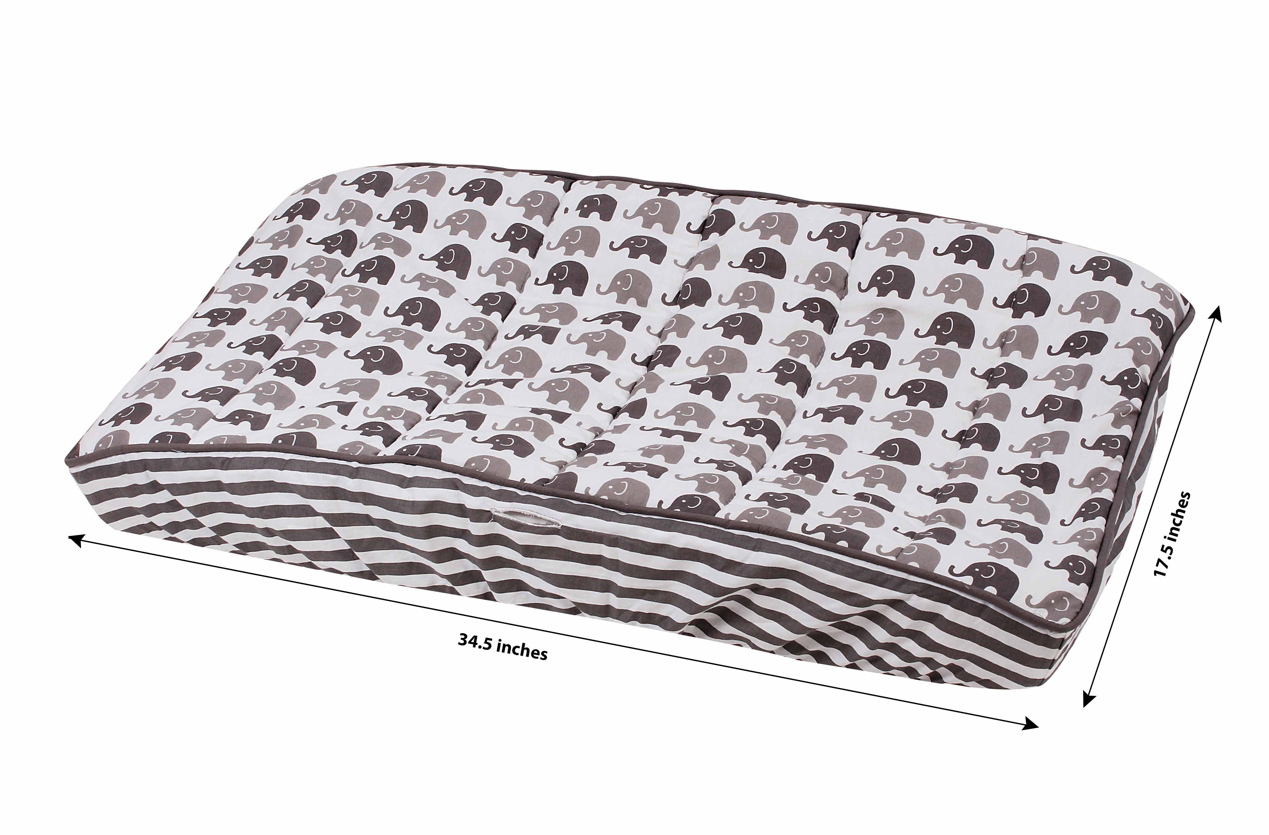 Quilted Changing Pad Cover, Elephants White/Grey