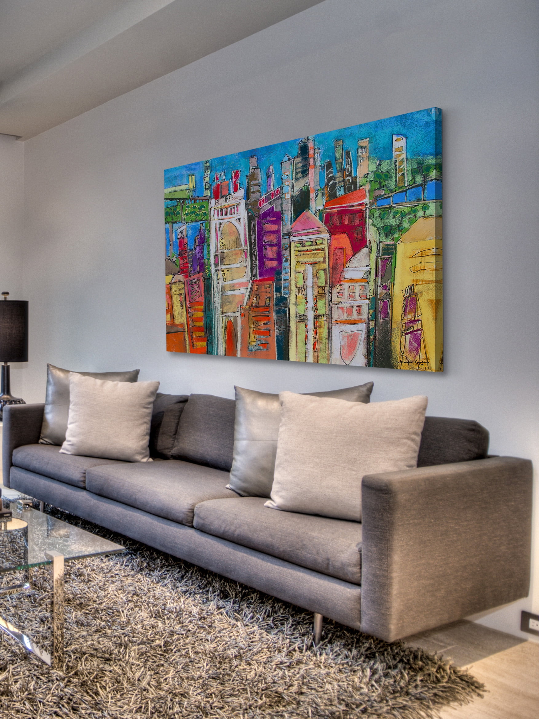"City Skyline 6" Painting Print on Wrapped Canvas