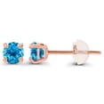 thumbnail image 2 of Decadence 14K Rose Gold Plated 925 Sterling Silver 3mm Round Natural Swiss Blue Topaz December Birthstone Stud Earrings For Women, 2 of 5