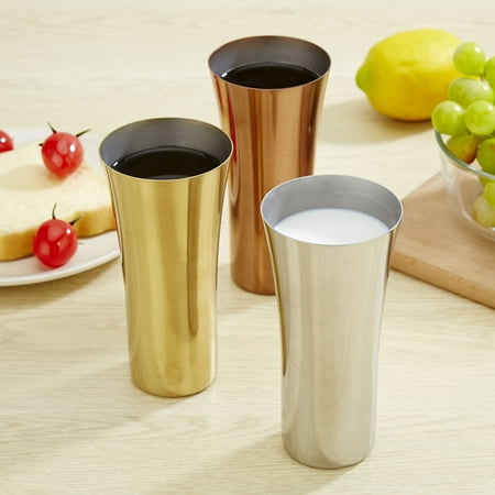 

chaolangshun 395ml Water Cup Stackable Easy to Use Stainless Steel Home Wear-resistant Water Cup for Kitchen