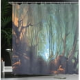 thumbnail image 4 of Ambesonne Teal Shower Curtain, Dark Forest, 69"Wx84"L, Brown Teal, 4 of 5
