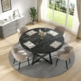 thumbnail image 3 of PAPROOS Round Dining Table, 43'' Faux Marble Dining Table with Storage Shelf, Circle Dining Table for Dining Room, Modern Kitchen Table for 4 People, Black(Only Table), 3 of 8