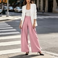thumbnail image 5 of Achuyrbd Women's High Waisted Wide Leg Pants Button Front with Pockets Solid Color Business Casual Office Trousers Professional Work Wear, S-2XL, 5 of 6