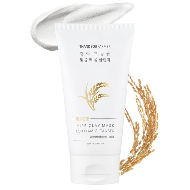 Máscara de arcilla y limpiador en espuma THANKYOU FARMER Rice Pure 150 ml