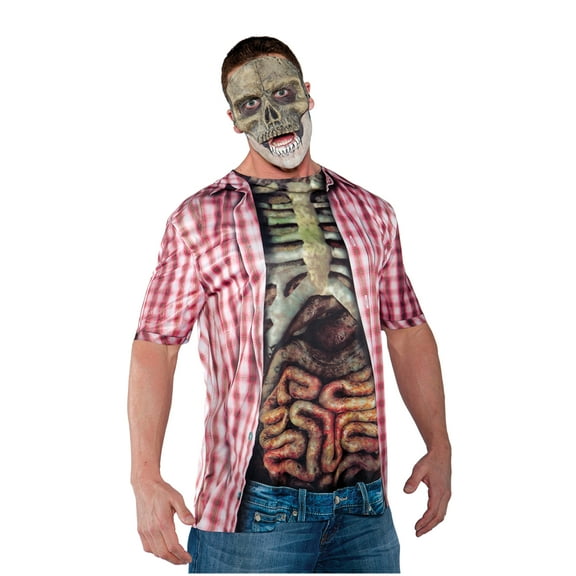 UNDERWRAPS Men's Skeleton with Guts - Photo Real Shirt, Halloween Costume for Men, Cosplay Dress Up for Men & Women, Spooky Shirt