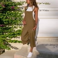 thumbnail image 6 of Ersazi Spring Outfits for Women Women Sleeveless Dungarees Loose Cotton Linen Long Playsuit Party Jumpsuit Workout Pants for Women Gym Brown 5Xl, 6 of 6